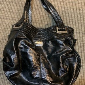 Kooba black patent satchel bag